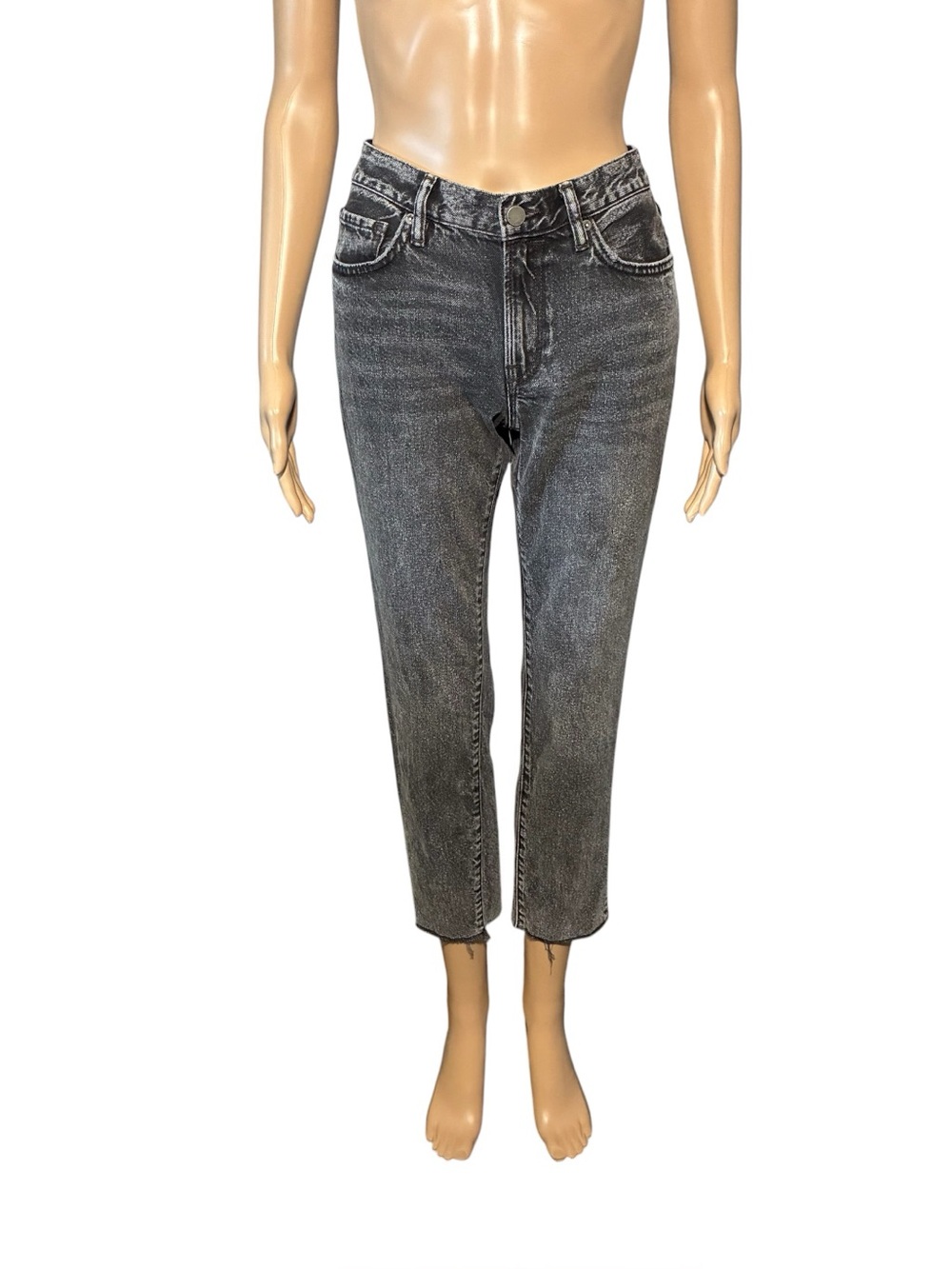 AllSaints Women's Jeans Size 27 Gray Stone Washed Mid-Rise Denim 100% Cotton